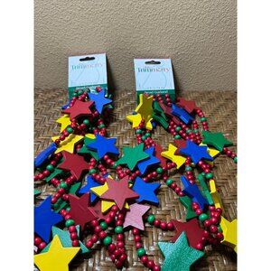 The Trimmerry 9 Ft Bead Garland Red Green Blue Yellow Star Design